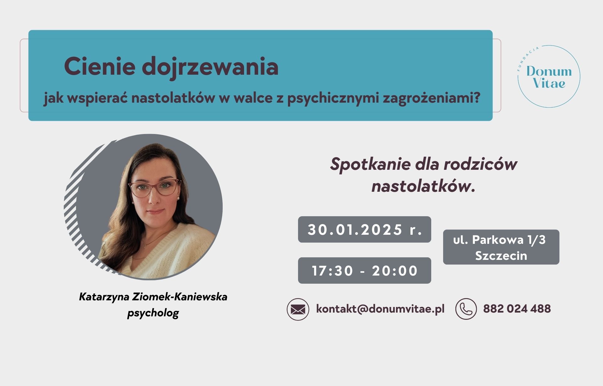 Zapowiedź spotkania dla rodziców nastolatków o cieniach dojrzewania i wsparciu w przypadku zagrożenia psychicznymi problemami